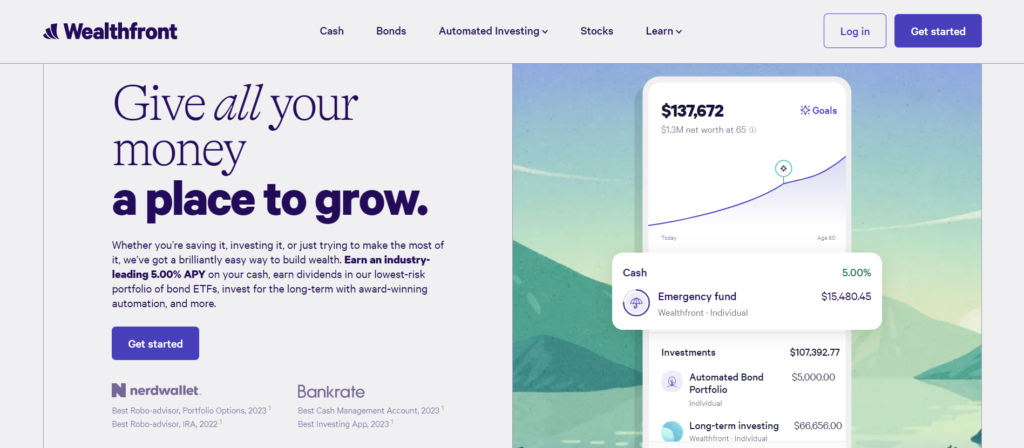 wealthfront vs acorns: wealthfront main page